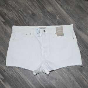 NWT Madewell White Raw-Hem Denim Cutoff Shorts - Women Size 32